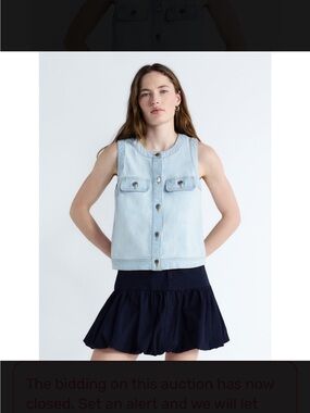 Light Wash Denim Button-Front Sleeveless Vest